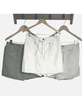 3 STO SUSQUEHANNA 10 Sage Green Cream White Utility Pockets Cargo Shorts Skorts